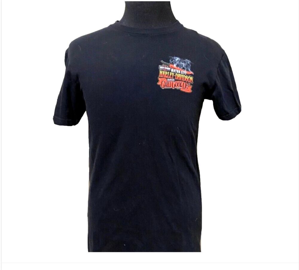 Harley Davidson Men M Black Detroit Motor City Motorcycle Biker Graphic T Shirt